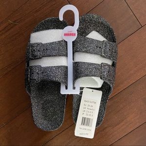 Freedom Moses Black Slides w/ Glitter 35/36 (5/6)